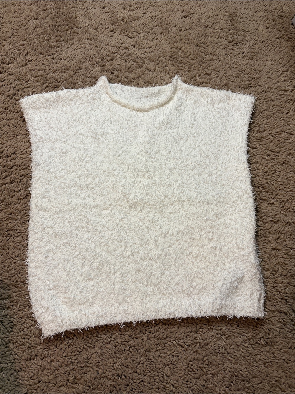 Cozy Ivory Textured Knit Sleeveless Top